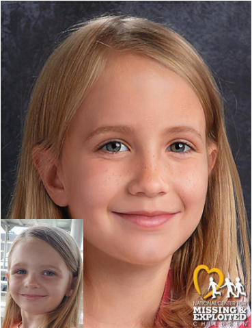 Missing Children: Solenne Grimes, eyes color Blue, hair color Blonde, weight 35pounds, height 3feet 5inches, 