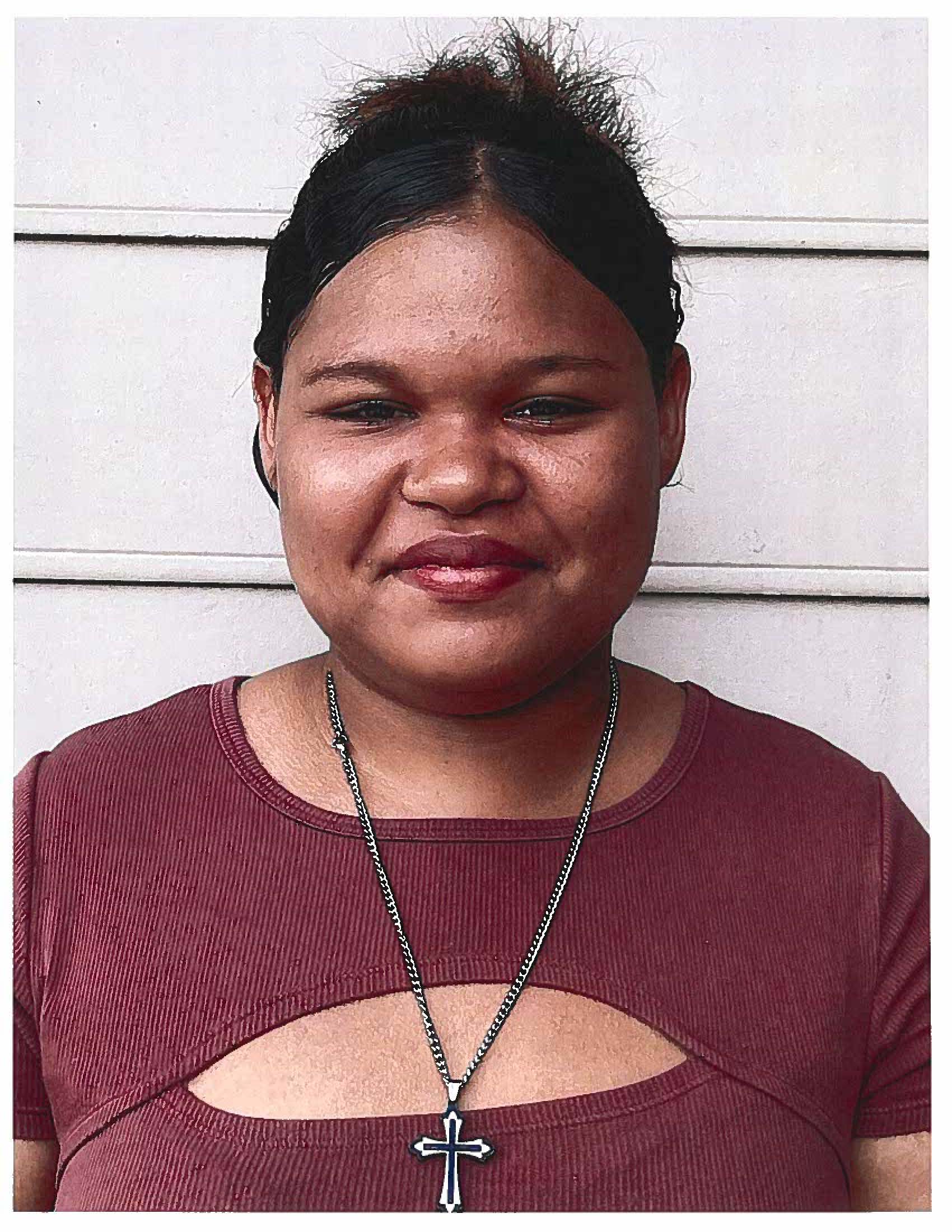 Missing Children: Rojani-Pires-Ashton, eyes color Brown, hair color Brown, weight 198pounds, height 5feet 5inches, 