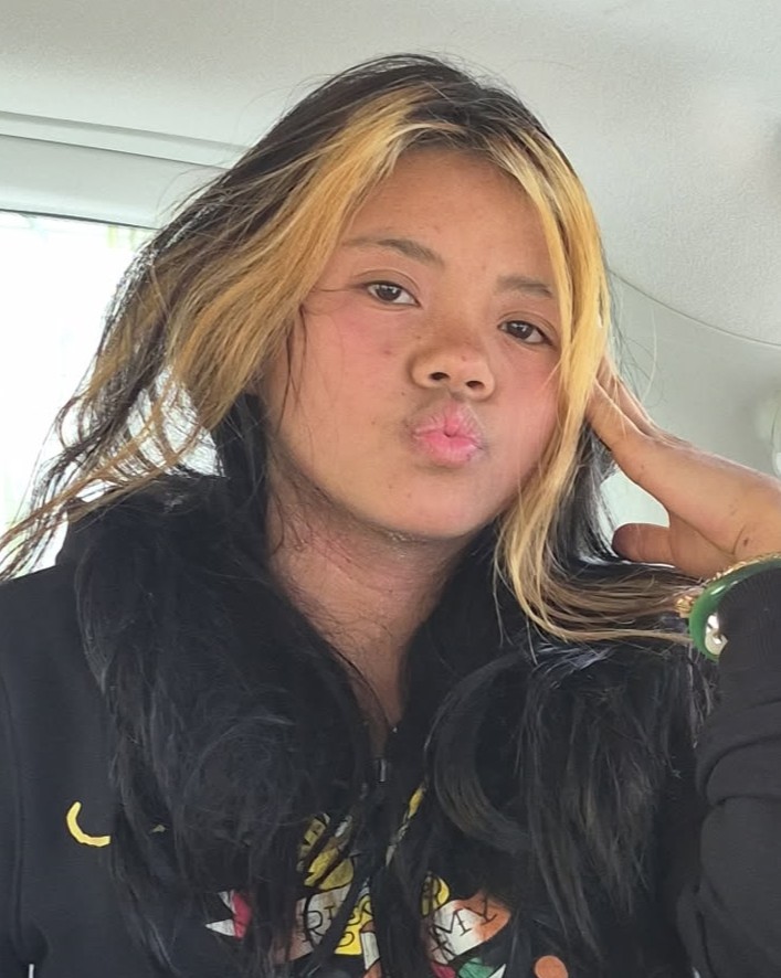 Missing Children: Jade-Dupio, eyes color Brown, hair color Black with bleach bangs, weight 95pounds, height 4feet 11inches, 